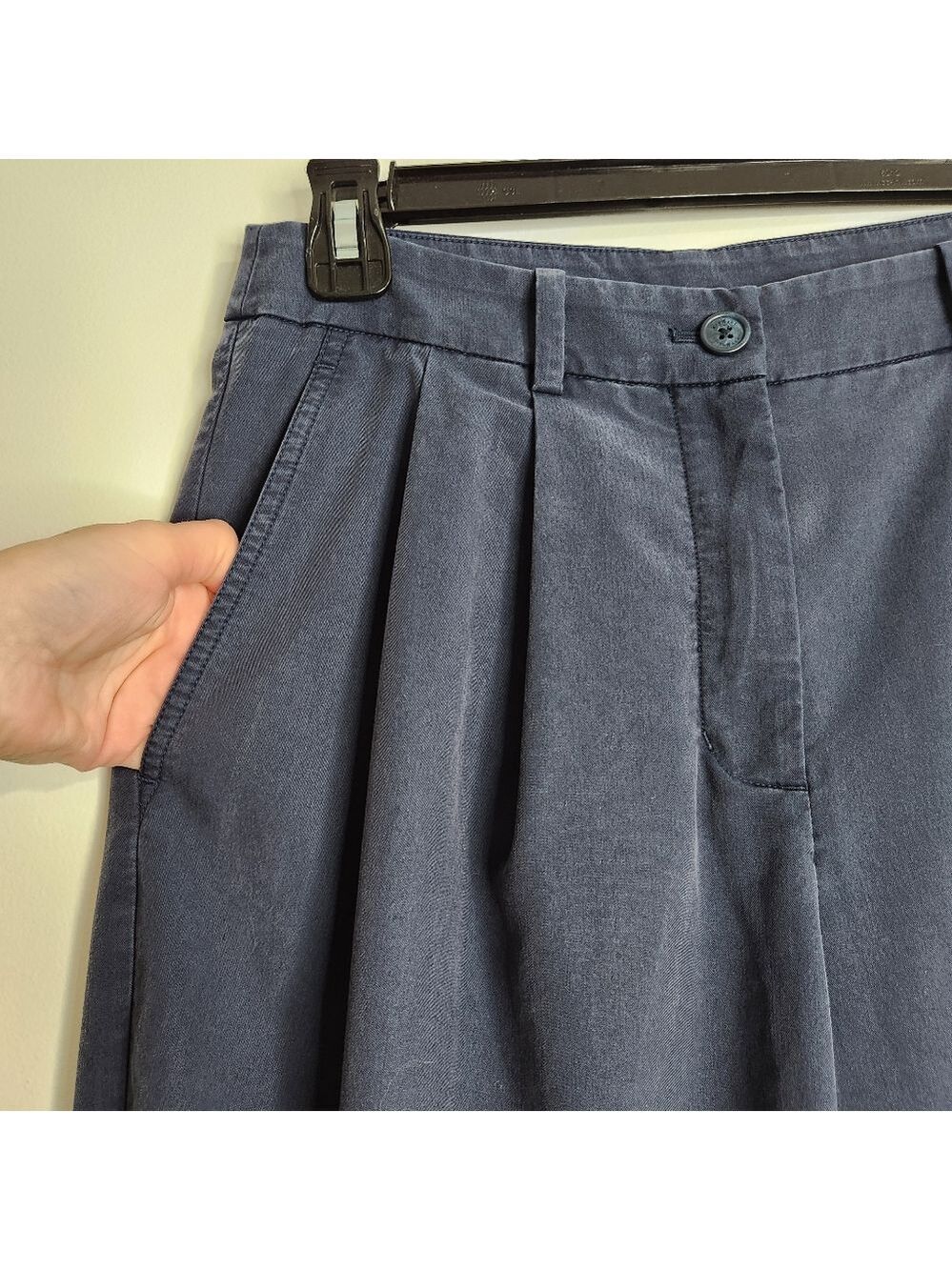 Kit + Ace Navy Blue High Waist Pleated Taper Leg Trouser Pants Size 8 - Picture 4 of 15